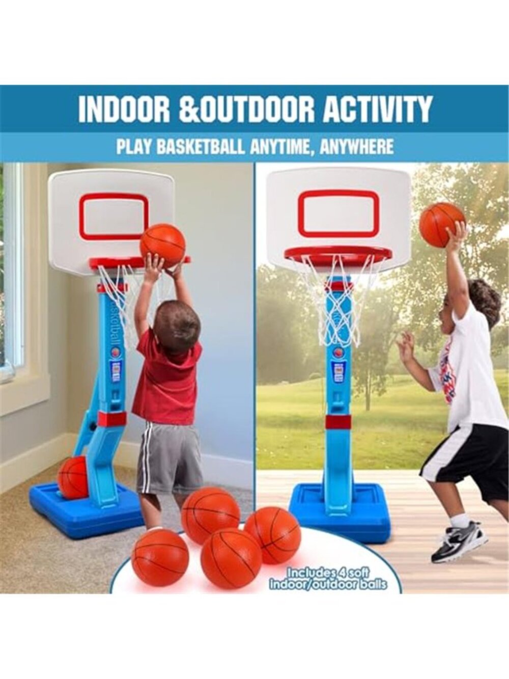 Toddler Basketball Hoop - Height Adjustable Kids Basketball Hoops for Indoor - Picture 6 of 6